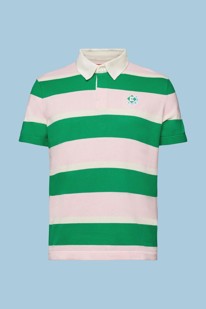 Bawełniana koszulka polo w paski z logo, GREEN, detail image number 6