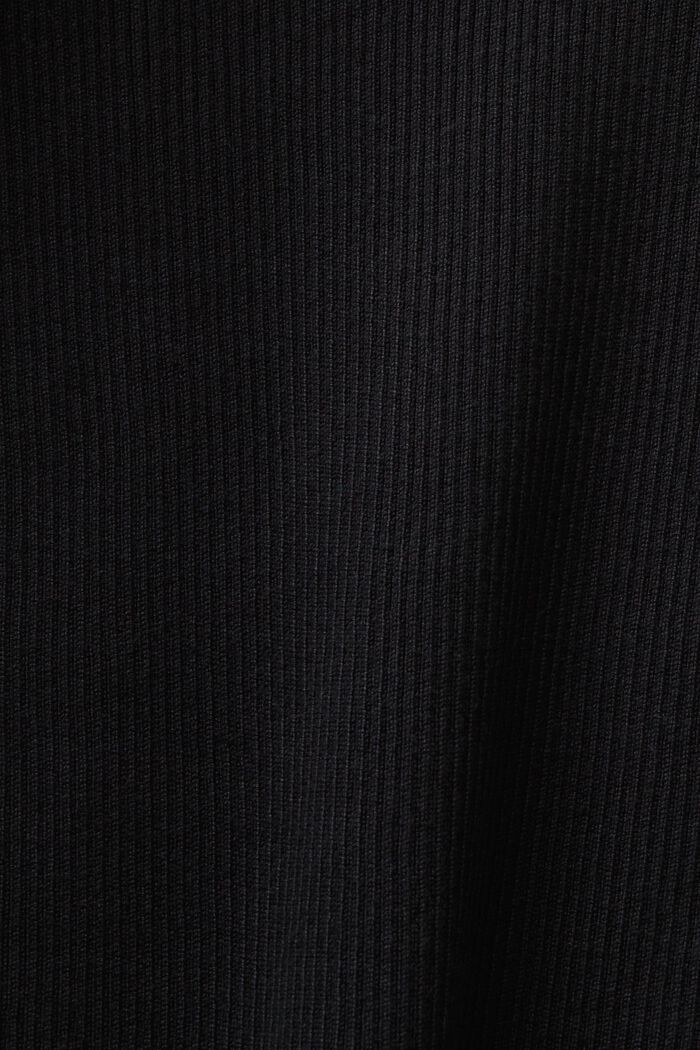 Sweter z prążkowanej dzianiny z okrągłym dekoltem, BLACK, detail image number 5