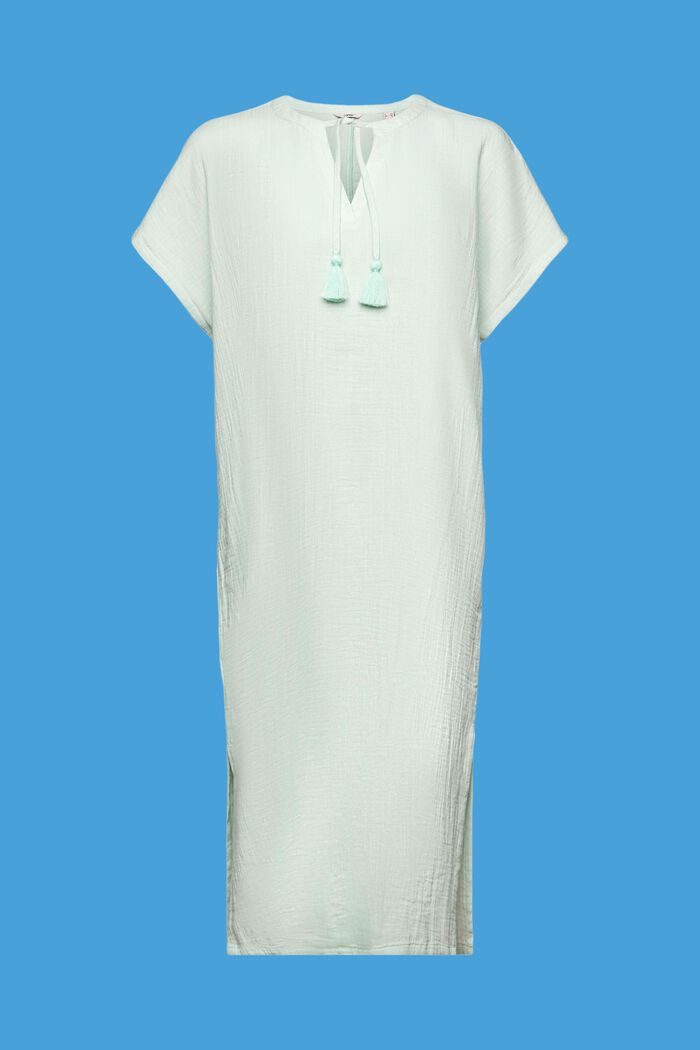 Plażowa sukienka w stylu tuniki, 100% bawełna, DUSTY GREEN, detail image number 5