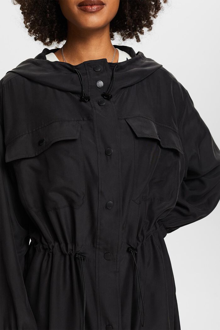 Sukienka spadochronowa midi z pranego jedwabiu, BLACK, detail image number 2