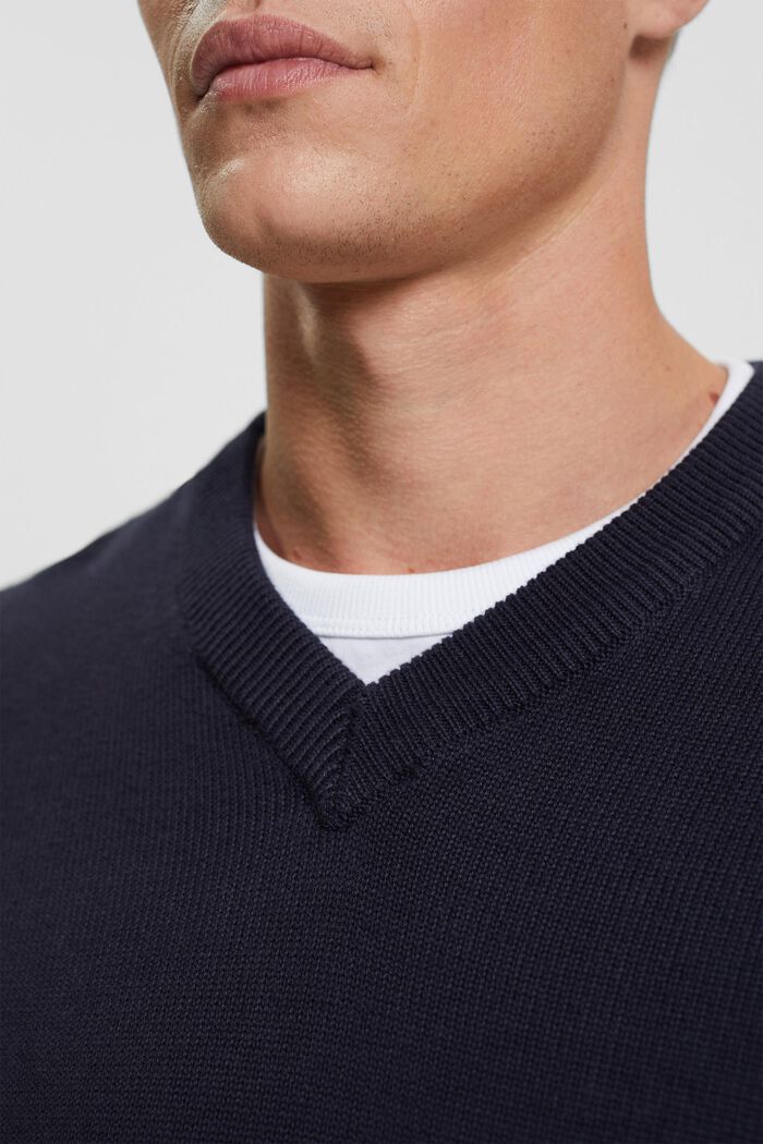 Dzianinowy sweter z dekoltem w serek, NAVY, detail image number 2