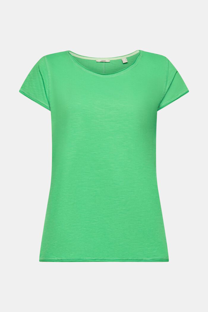 T-shirt z węzełkowej bawełny, GREEN, detail image number 5