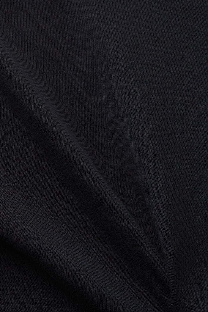 Bawełniany T-shirt z dekoltem w serek, BLACK, detail image number 4