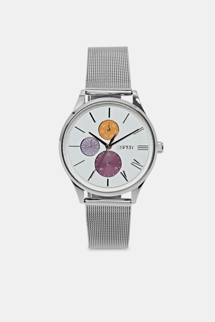 Wielofunkcyjny zegarek z siateczkową bransoletą, SILVER, detail image number 0