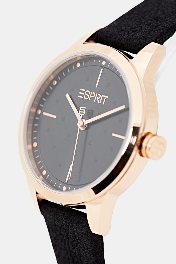 Wegańska: zegarek ze stali szlachetnej z różowym złotem, BLACK, detail image number 1