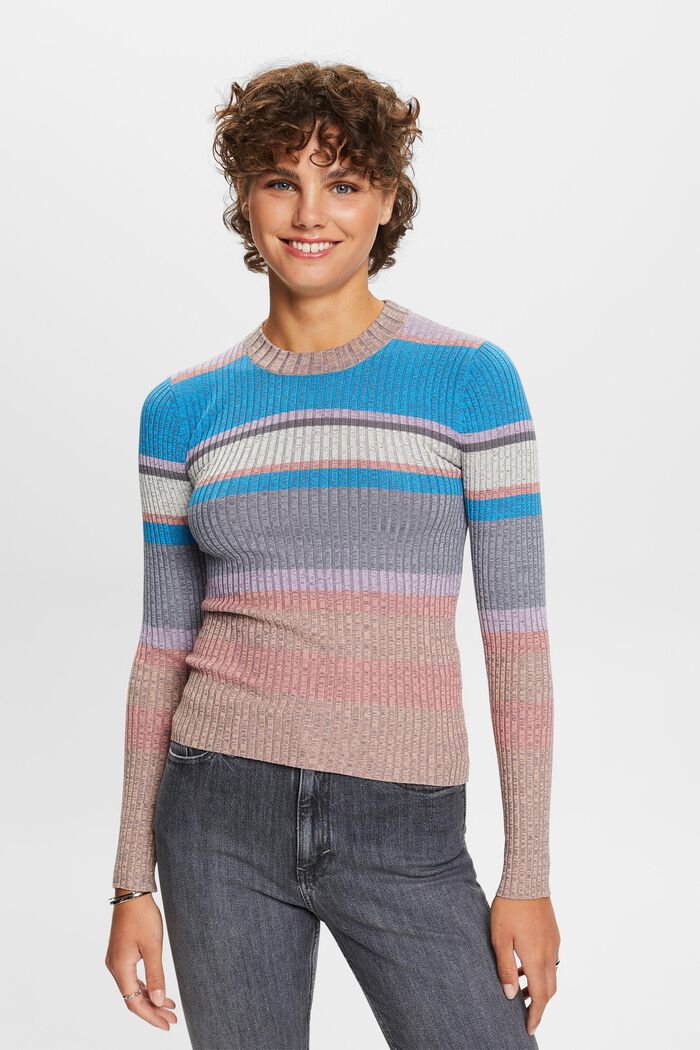 Sweter z prążkowanej dzianiny, LENZING™ ECOVERO™, BLUE, detail image number 0