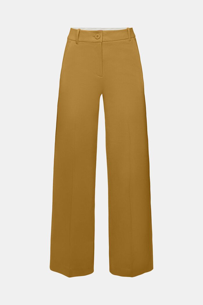 Spodnie o prostym fasonie, dżersej punto, OLIVE, detail image number 7
