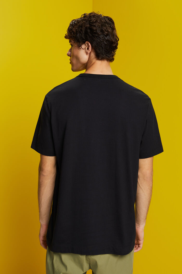 T-shirt z dżerseju z nadrukiem na piersi, 100% bawełna, BLACK, detail image number 3