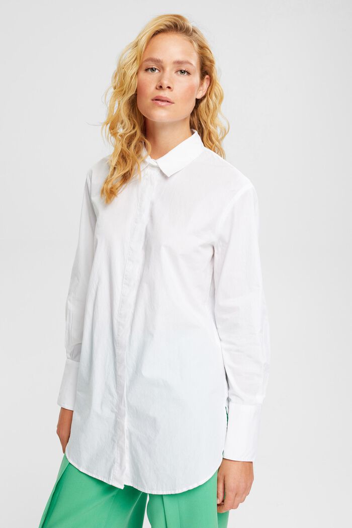 Bluzka koszulowa oversize, WHITE, detail image number 1