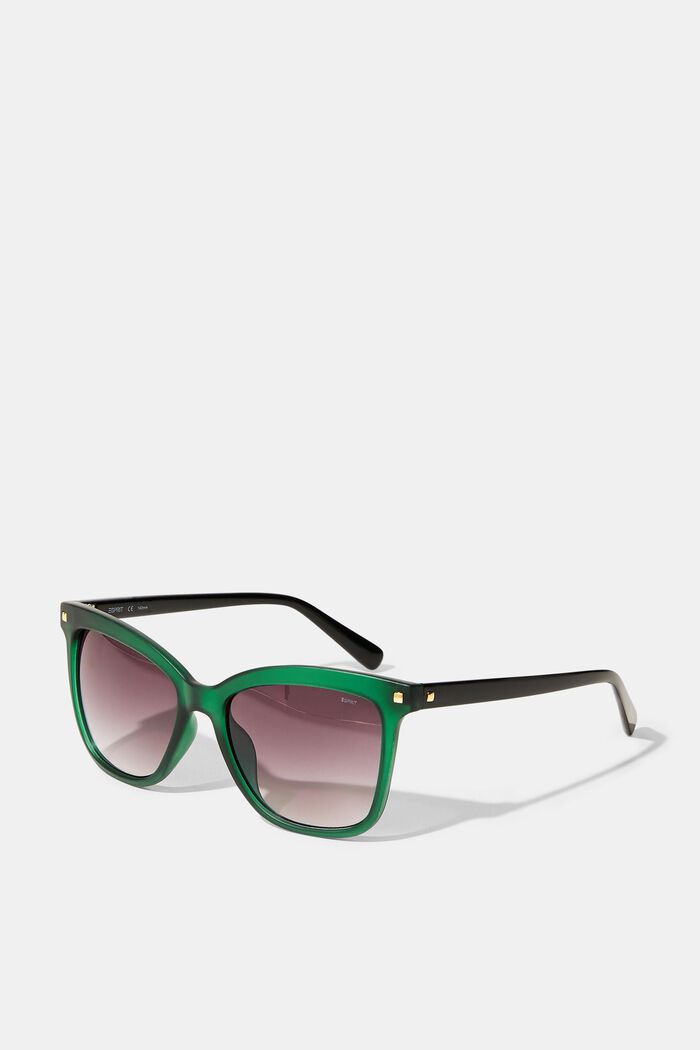 Prostokątne okulary przeciwsłoneczne z nitami, GREEN, overview