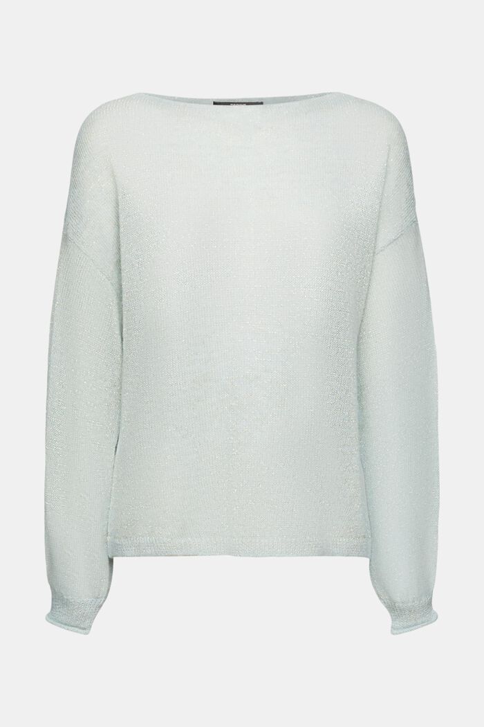 Sweter z efektownym połyskiem, z wełną z alpaki, LIGHT AQUA GREEN, detail image number 6