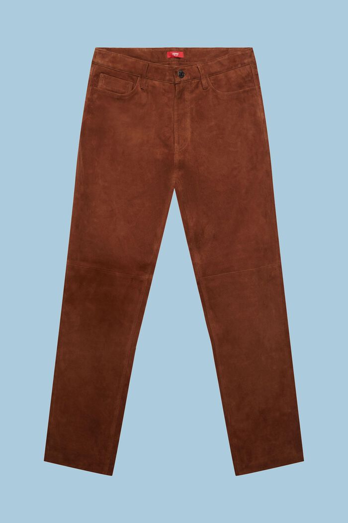 Zamszowe spodnie z prosto skrojonymi nogawkami, BARK, detail image number 6
