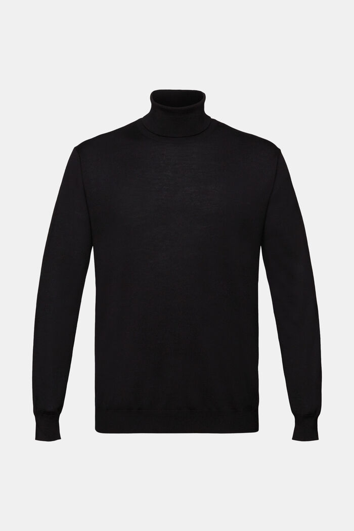 Sweter z półgolfem z wełny merynosowej, BLACK, detail image number 6