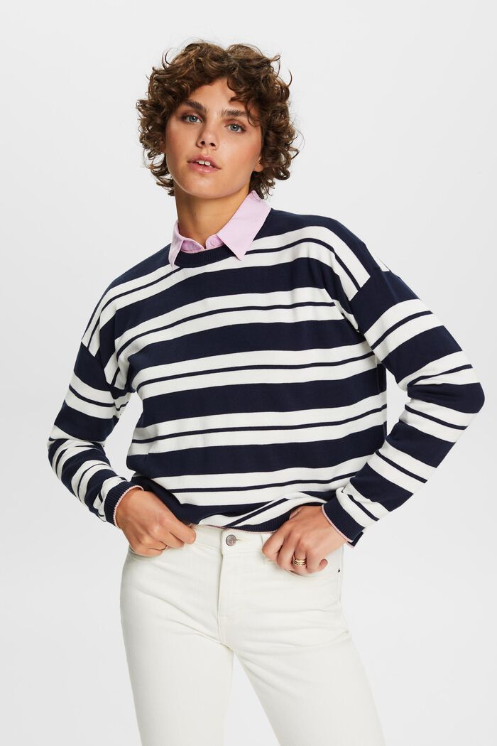 Sweter oversize, 100% bawełny, NAVY, detail image number 0
