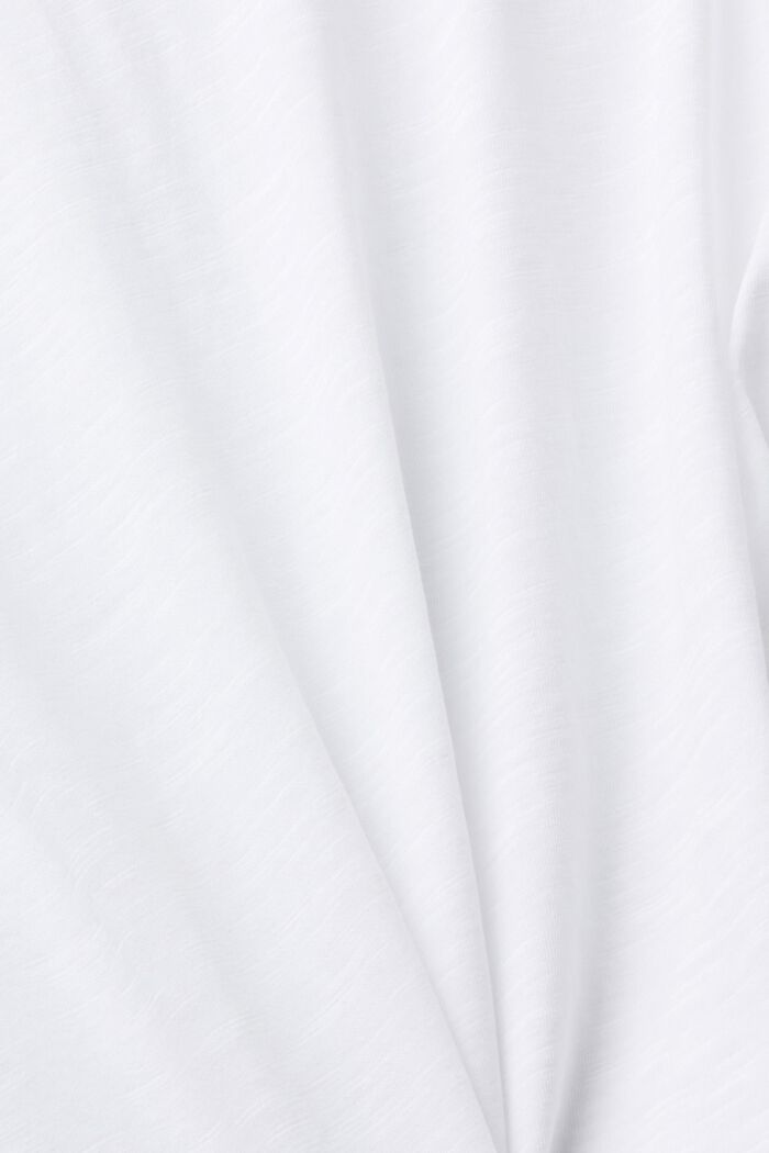 Bawełniany T-shirt z dekoltem w serek i ozdobnym przeszyciem, WHITE, detail image number 5