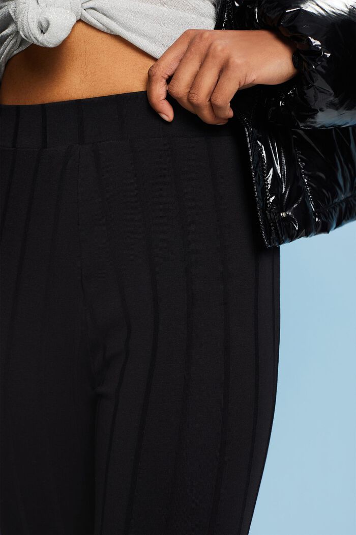 Rozszerzane spodnie z prążkowanego dżerseju, BLACK, detail image number 2