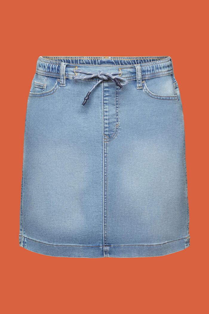 Dżinsowa spódniczka mini w stylu jogger, BLUE LIGHT WASHED, detail image number 7