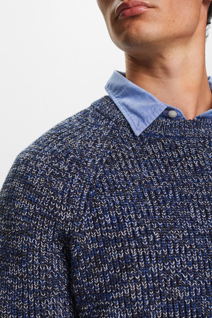 Bawełniany sweter z prążkowanej dzianiny, PETROL BLUE, detail image number 3