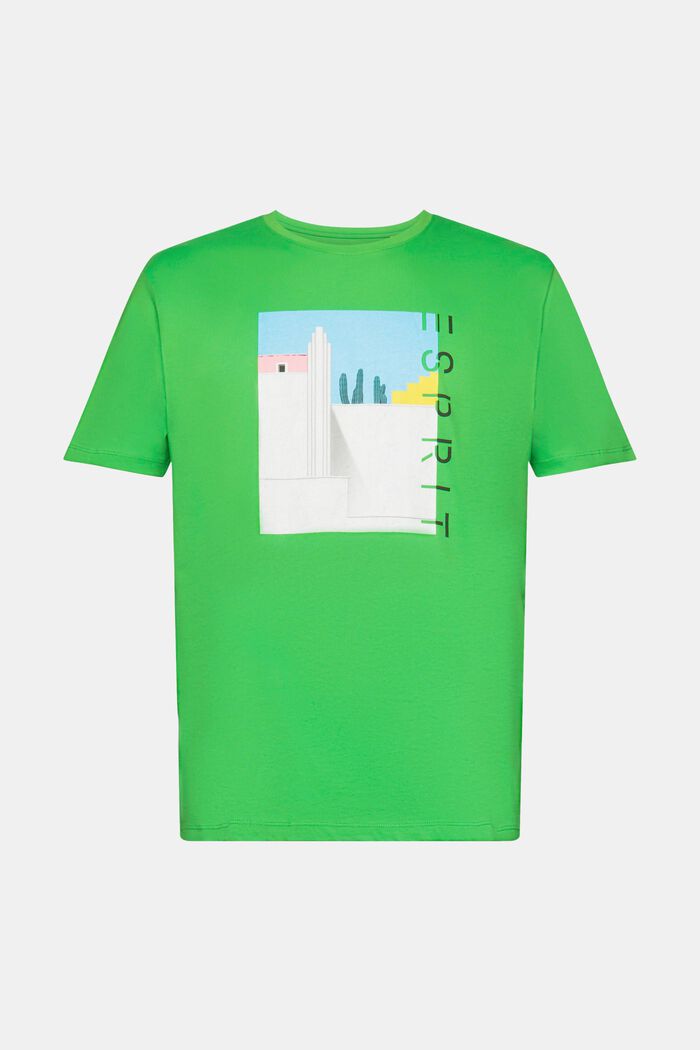 Bawełniany t-shirt z nadrukiem na przodzie, GREEN, detail image number 6