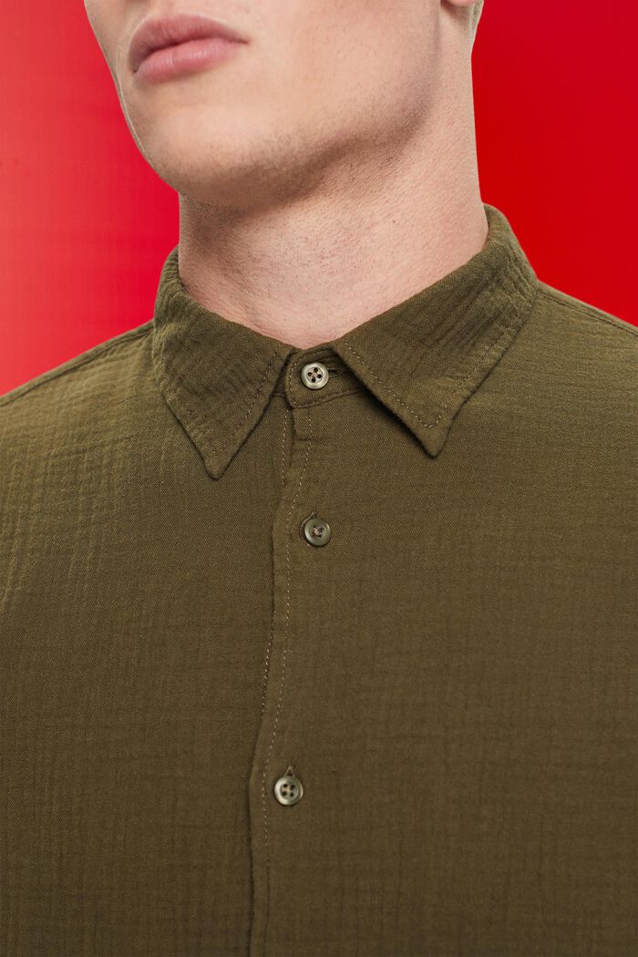 Koszula z muślinu z ekologicznej bawełny, KHAKI GREEN, detail image number 2
