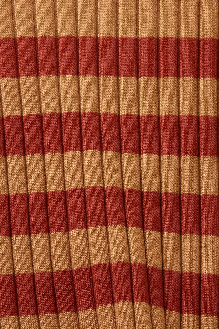Sweter w paski z prążkowanej dzianiny, CARAMEL, detail image number 4