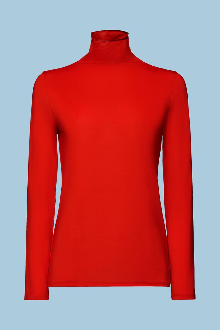 Bluzka z długim rękawem i półgolfem, RED, detail image number 6