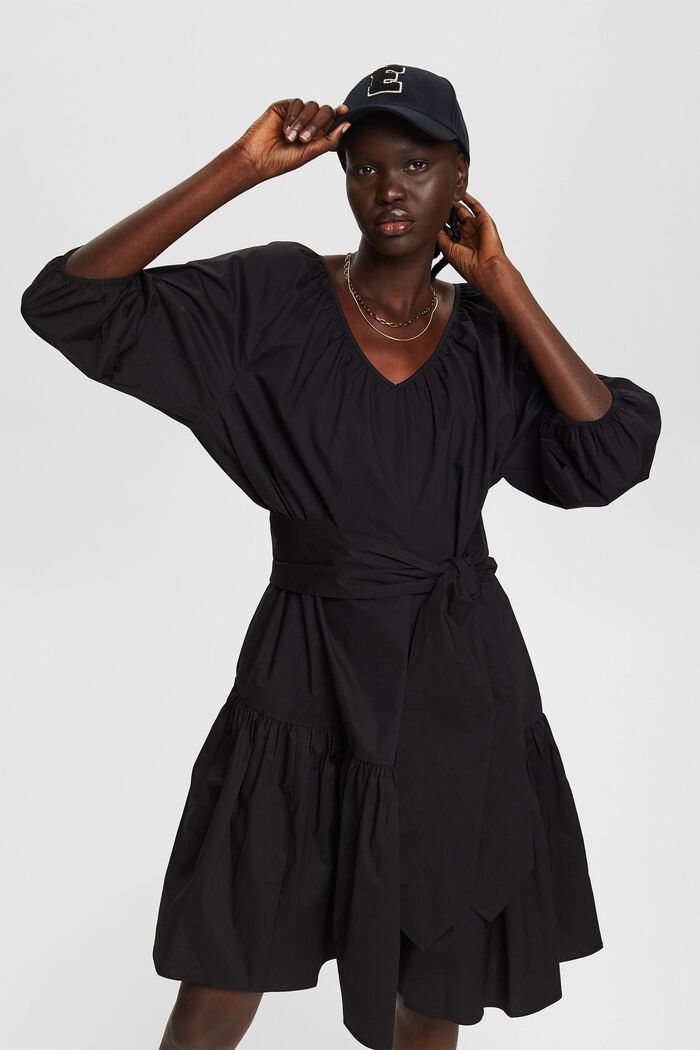Sukienka z szerokim, wiązanym paskiem w talii, BLACK, detail image number 0