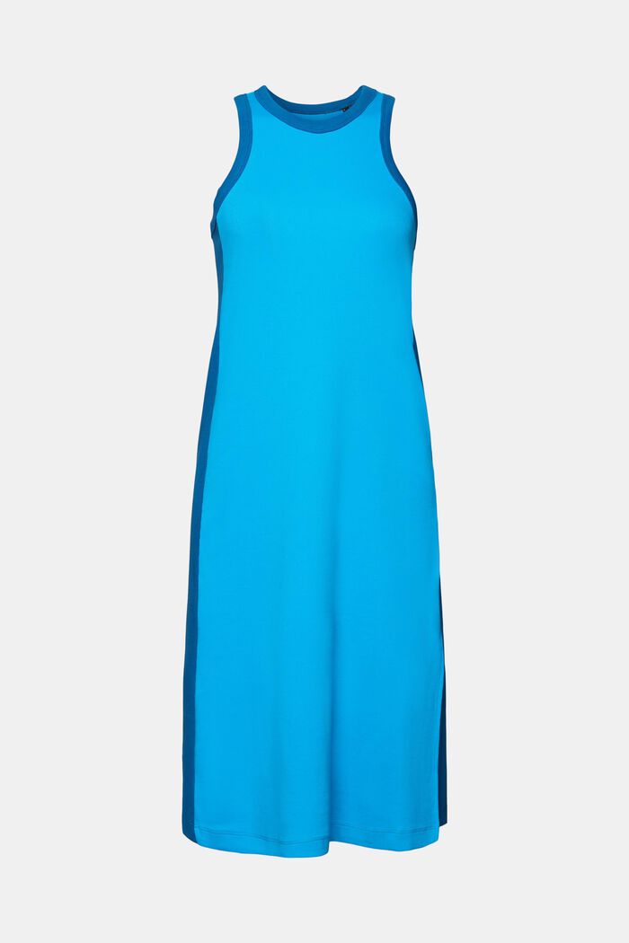 Sukienka midi z prążkowanego dżerseju, elastyczna bawełna, BLUE, detail image number 7