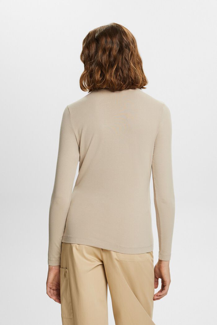 Dżersejowa bluzka z długim rękawem i półgolfem, LIGHT TAUPE, detail image number 4
