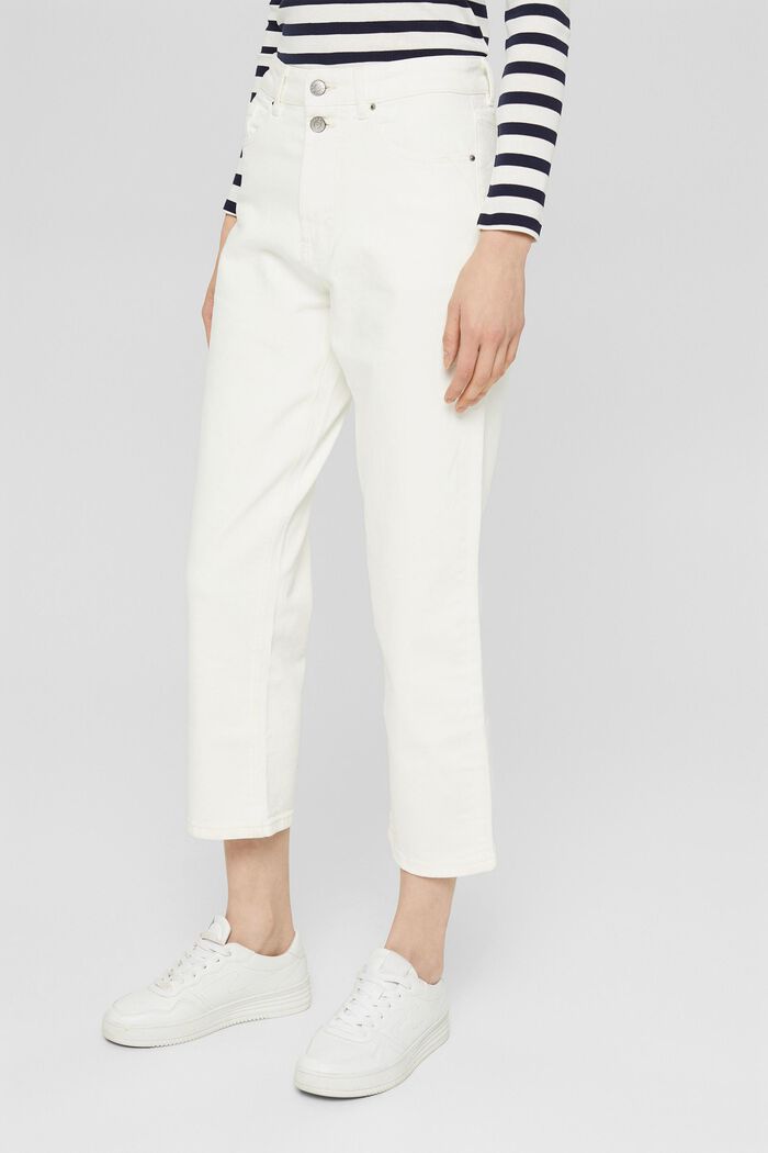 Bawełniane dżinsy z prostymi nogawkami, OFF WHITE, detail image number 0