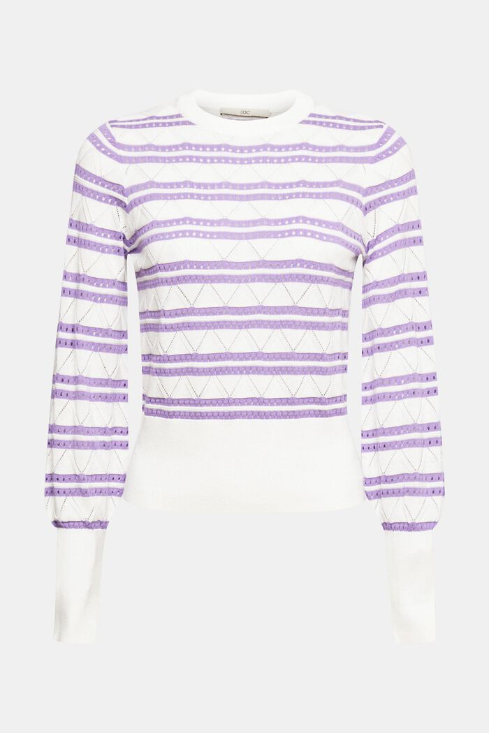 Sweter z ażurowym wzorem z paskami, NEW OFF WHITE, detail image number 7