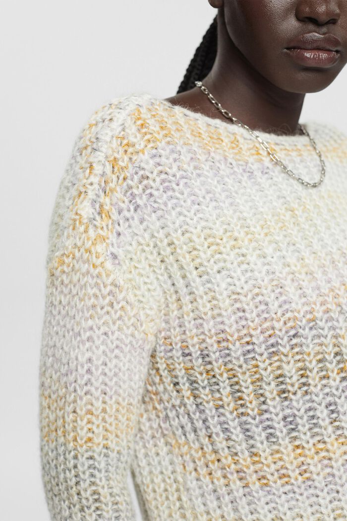 Kolorowy, dzianinowy sweter z alpaką, OFF WHITE, detail image number 2