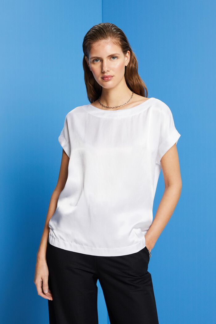 T-shirt z różnych materiałów, LENZING™ ECOVERO™, WHITE, detail image number 0