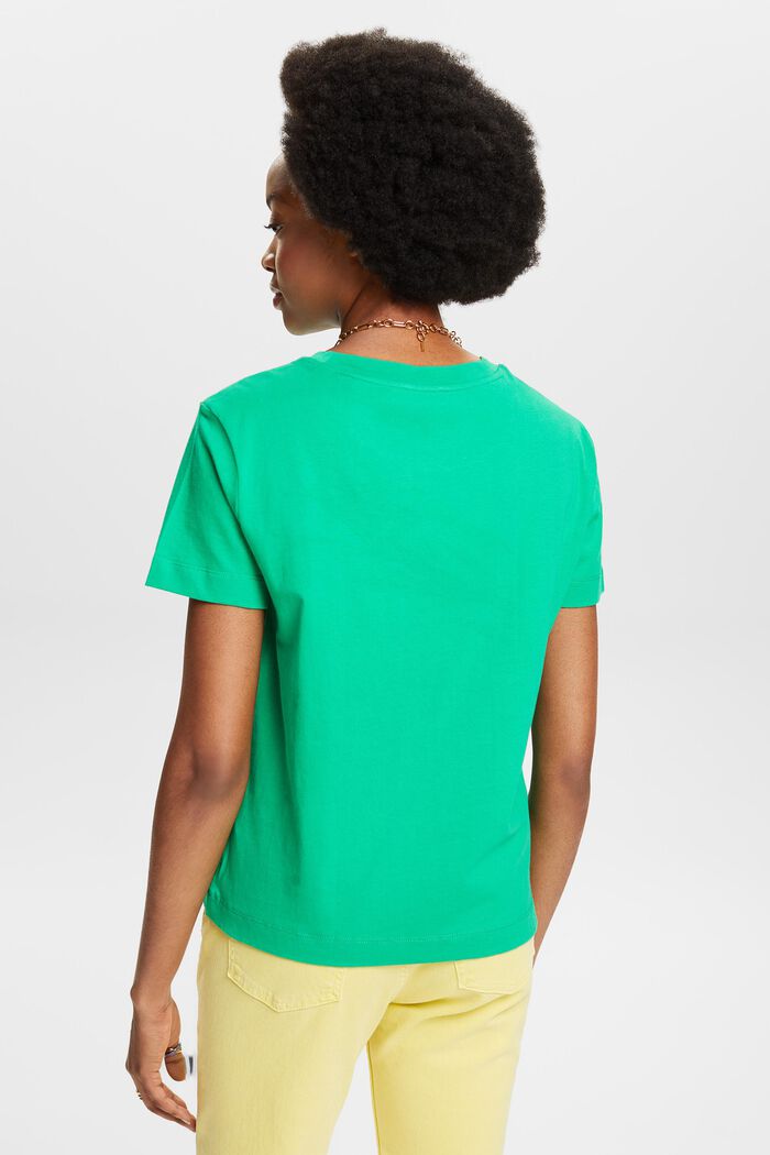 Bawełniany T-shirt z okrągłym dekoltem, GREEN, detail image number 2