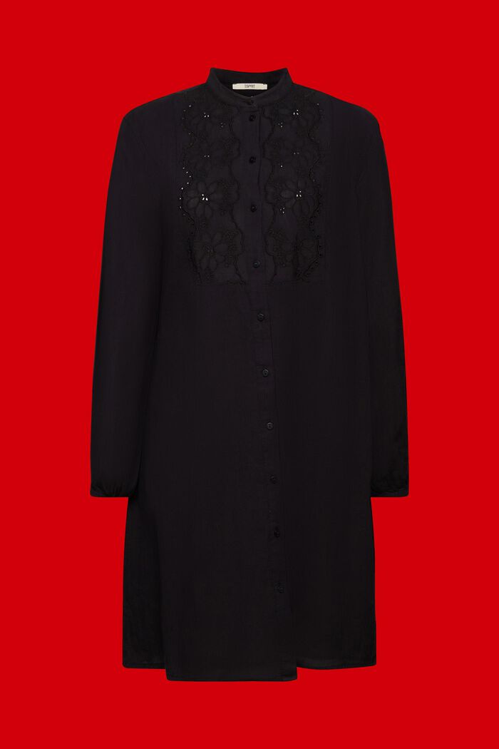 Sukienka koszulowa z haftem, BLACK, detail image number 6