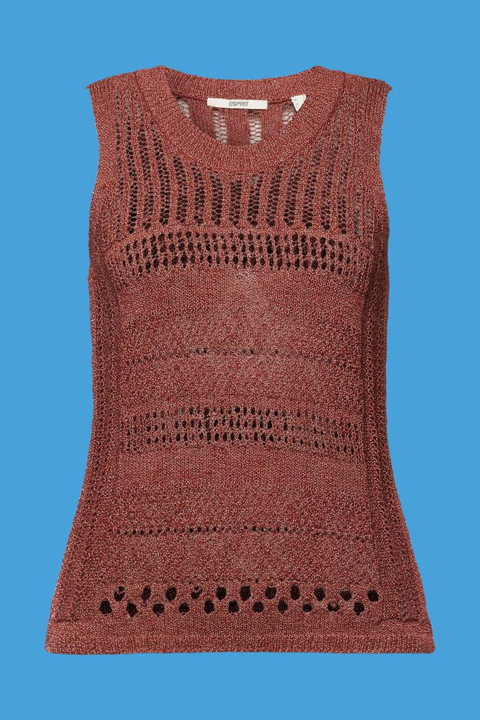 Sweter bez rękawów z muliny, mieszanka bawełniana, TERRACOTTA, detail image number 5
