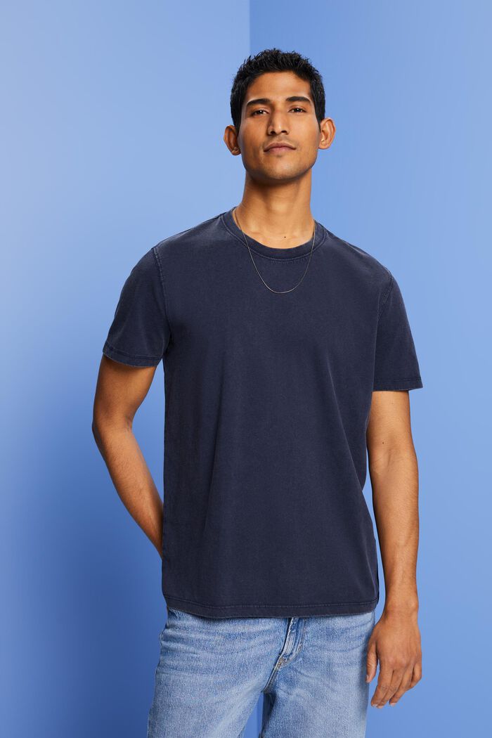 Farbowany po uszyciu T-shirt z jerseyu, 100% bawełna, NAVY, detail image number 0