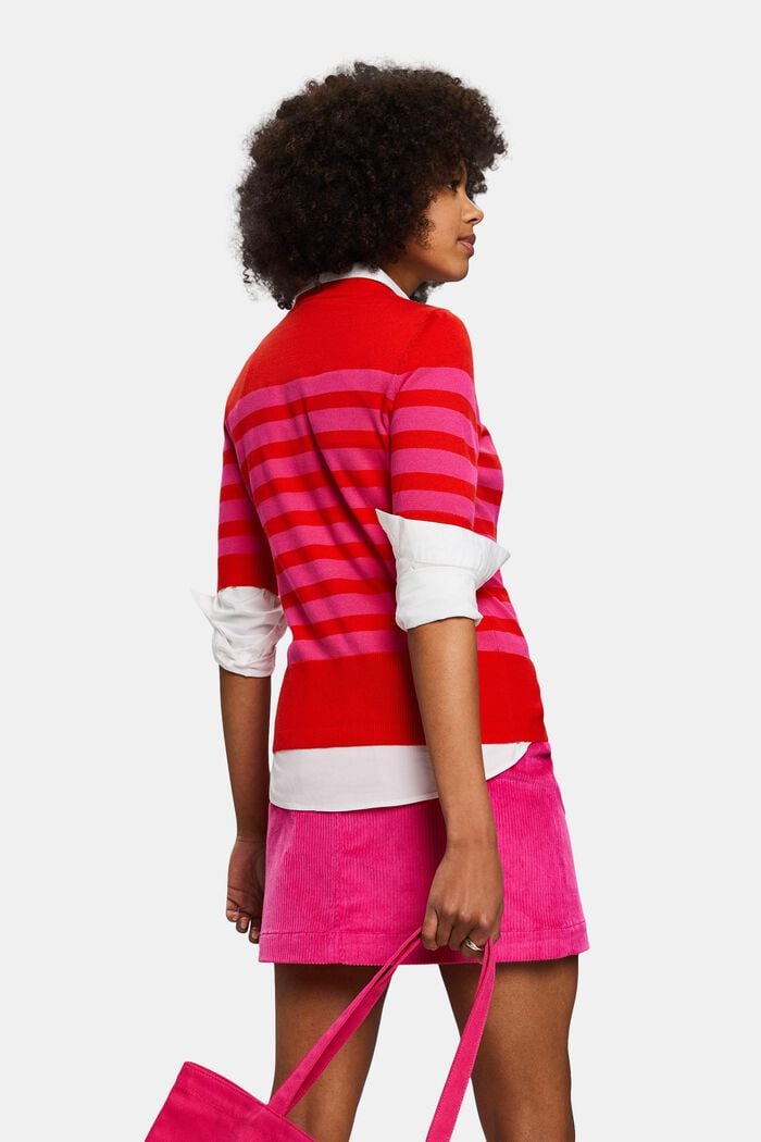 Pasiasta bluza z okrągłym dekoltem, RED, detail image number 4