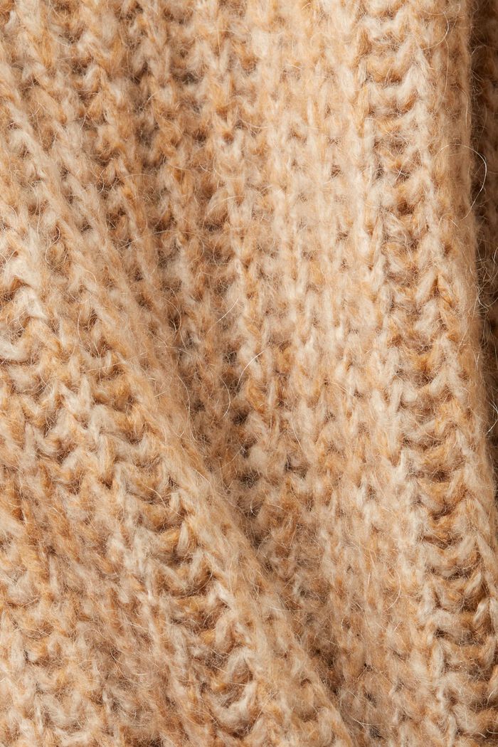 Sweter z półgolfem z dzianiny o grubym splocie, CARAMEL, detail image number 5