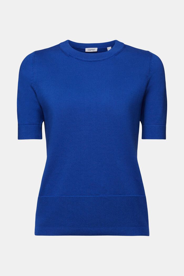 Sweter z krótkim rękawem i okrągłym dekoltem, BRIGHT BLUE, detail image number 5