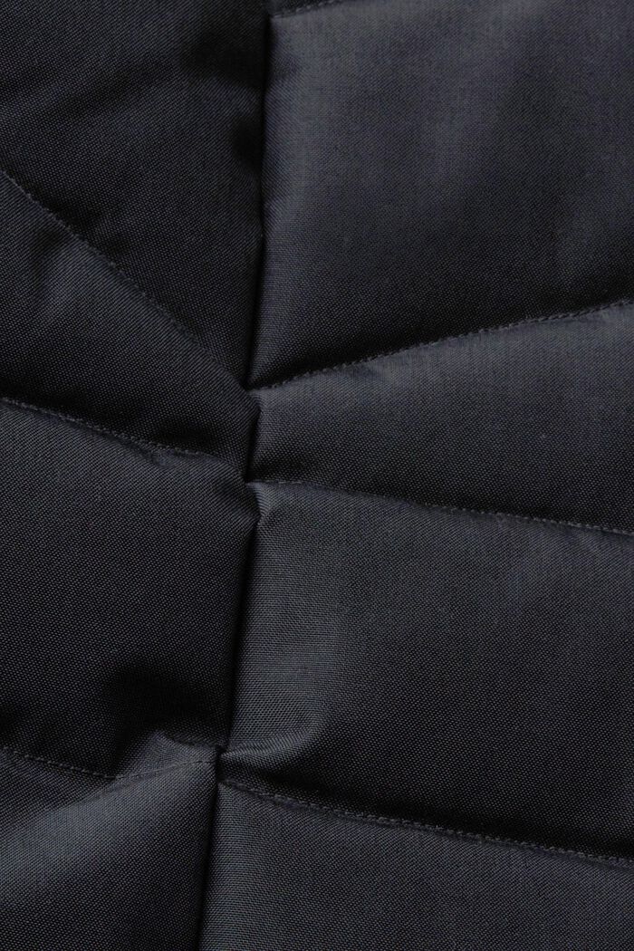 Pikowana kurtka z kapturem ze sztucznym futerkiem, BLACK, detail image number 1