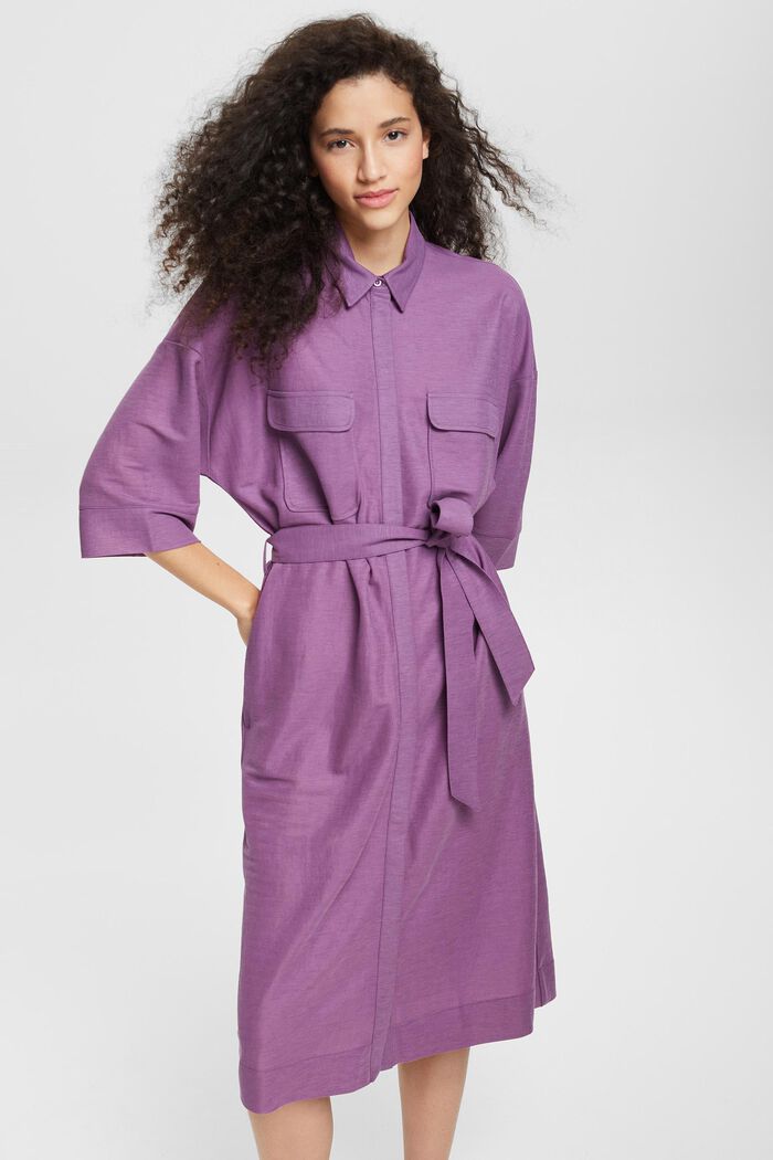 Koszulowa sukienka, LENZING™ ECOVERO™, PURPLE, detail image number 0
