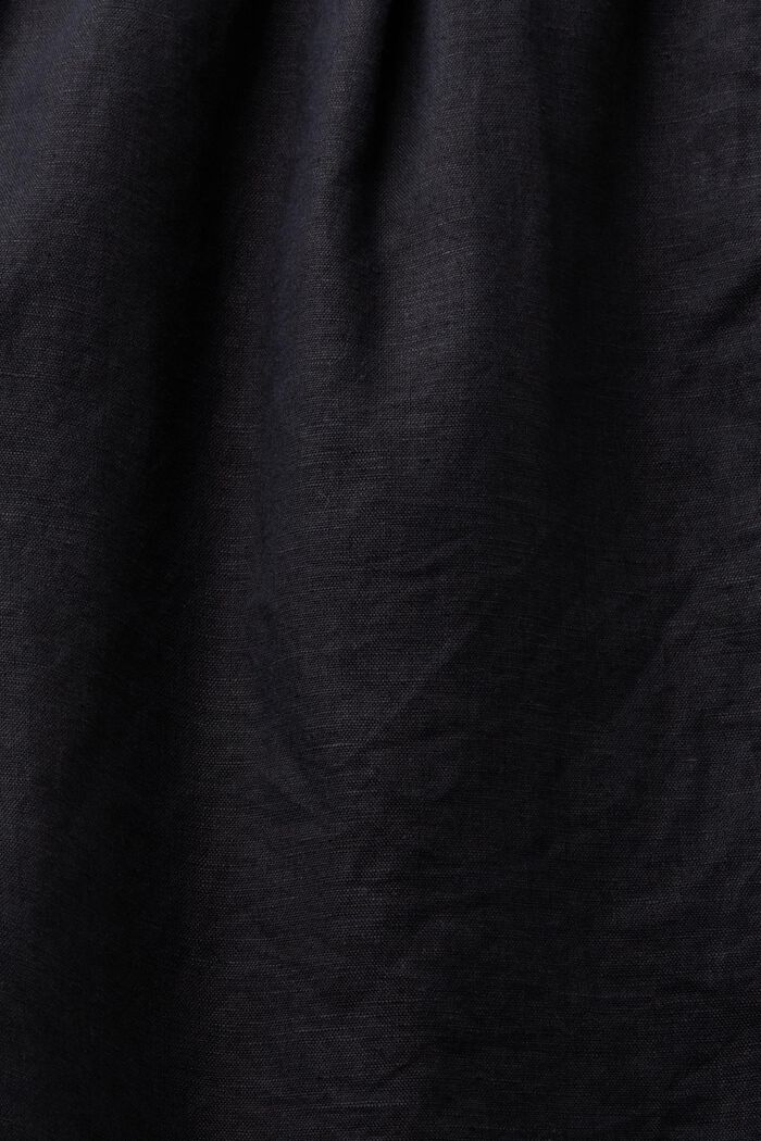 Spodnie bez zapięcia z bawełny i lnu, BLACK, detail image number 6