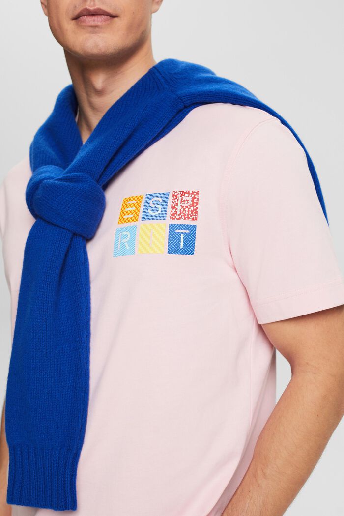 Logowany T-shirt z bawełnianego dżerseju, PASTEL PINK, detail image number 2