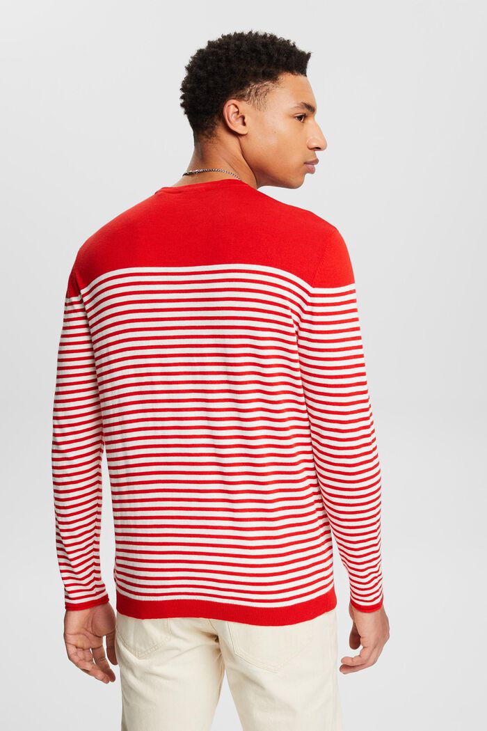 Sweter z bawełny w paski, RED, detail image number 2