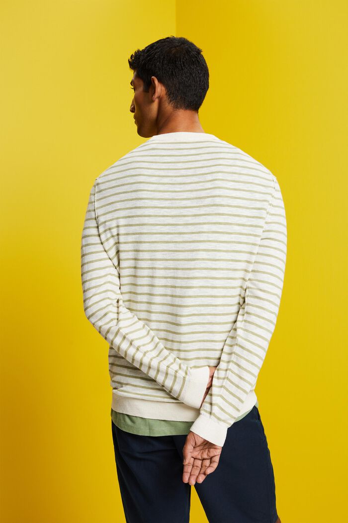 Pasiasty sweter z okrągłym dekoltem, mieszanka bawełny i lnu, NEW ICE, detail image number 3