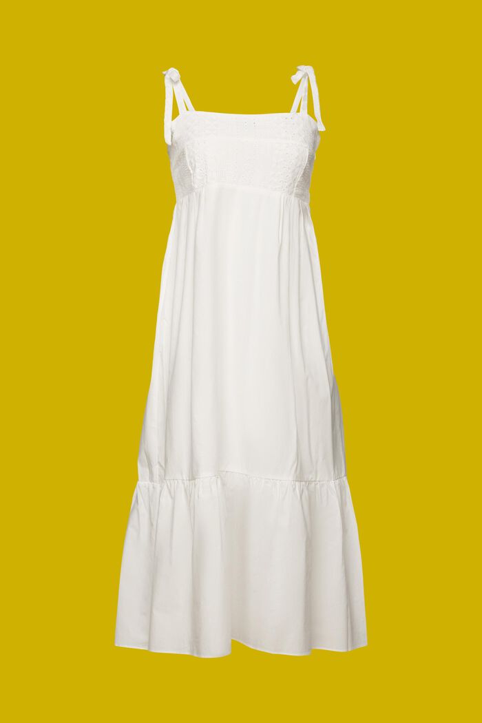 Sukienka midi z haftem, LENZING™ ECOVERO™, WHITE, detail image number 6