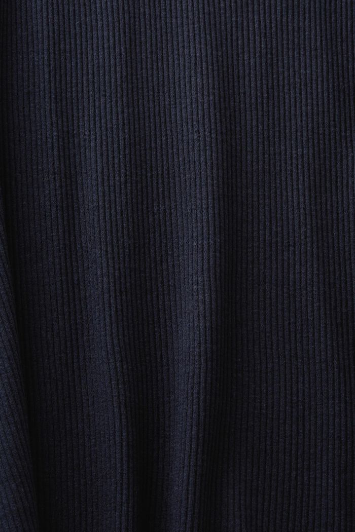 Bluzka z długim rękawem z jerseyu z prążkowanej dzianiny, NAVY, detail image number 5