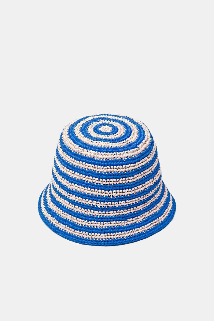 Tkany kapelusz rybacki w paski, BRIGHT BLUE, detail image number 0