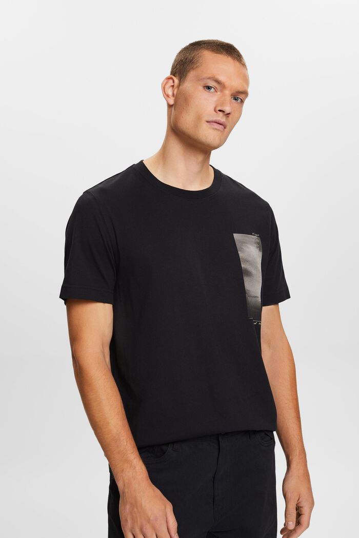 T-shirt z nadrukiem z bawełny organicznej, BLACK, detail image number 2